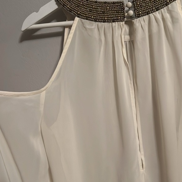 Forever 21 - COLD SHOULDER SEQUINS DETAIL CHIFFON TOP sheer mesh nude - Picture 7 of 11